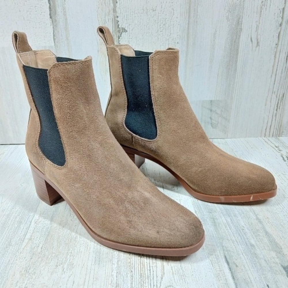 Steve Madden Women's 8 Rhiannon Chelsea Brown Suede Block Heel Ankle Boots - Picture 5 of 13